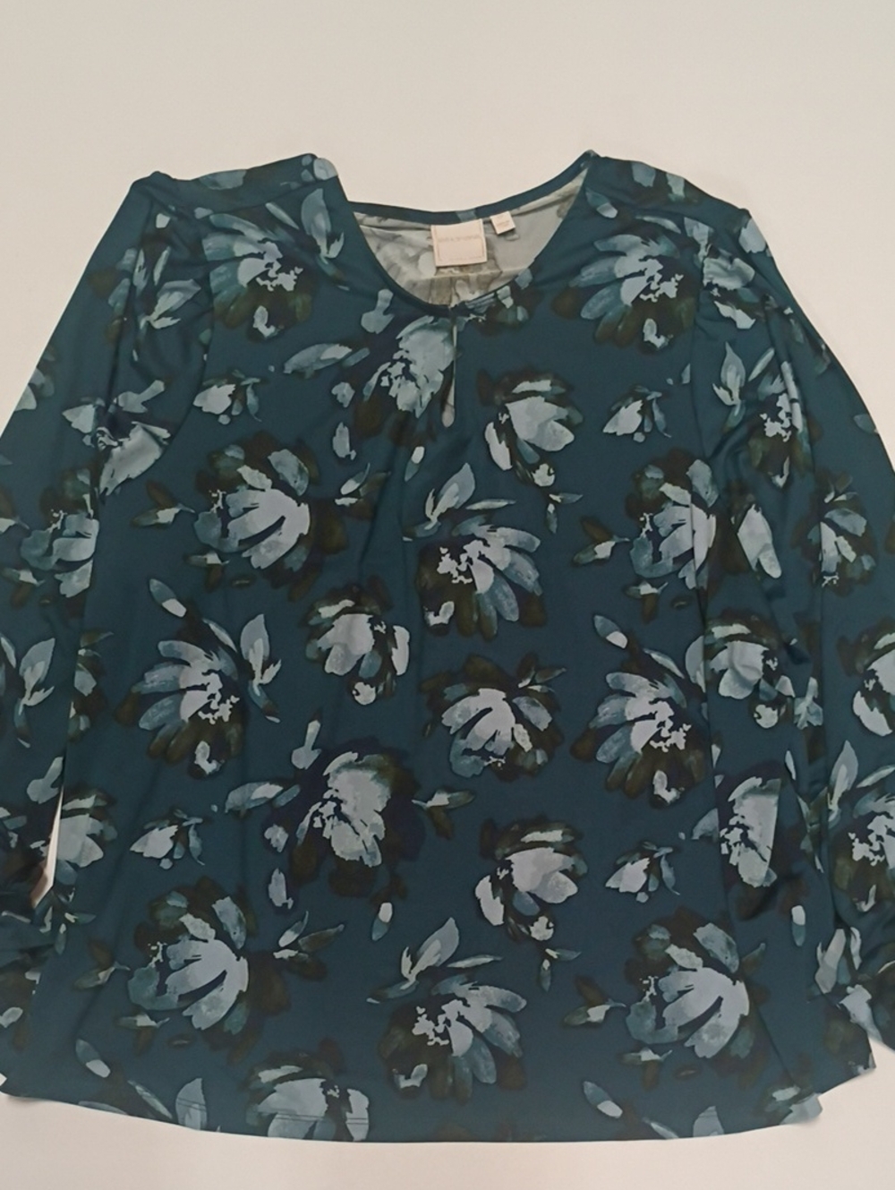 Zac & Rachel Teal Floral Long-Sleeve Blouse